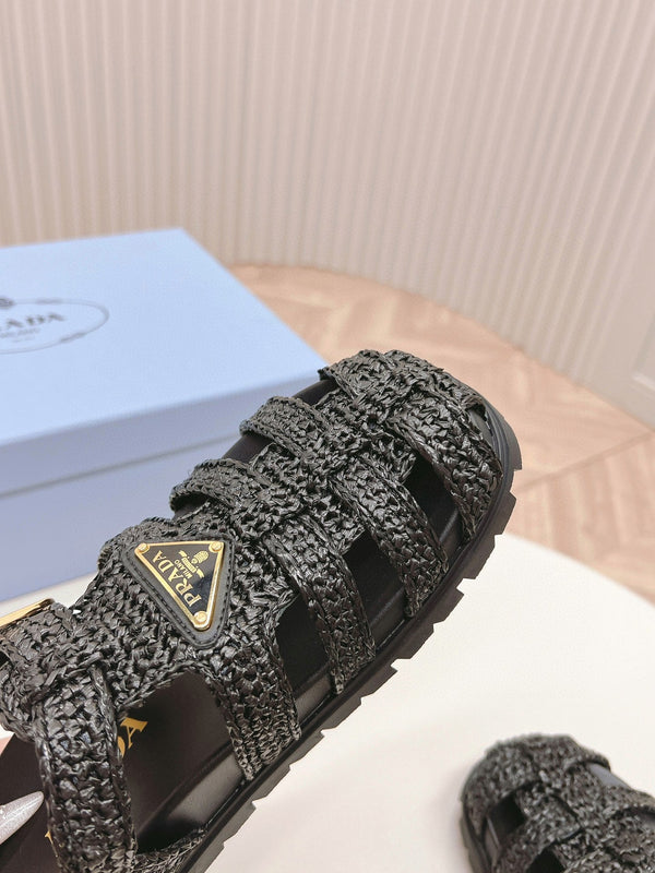 SANDALI DA PESCATORE IN GOMMA PRA IN PELLE DI AGNELLO NERA