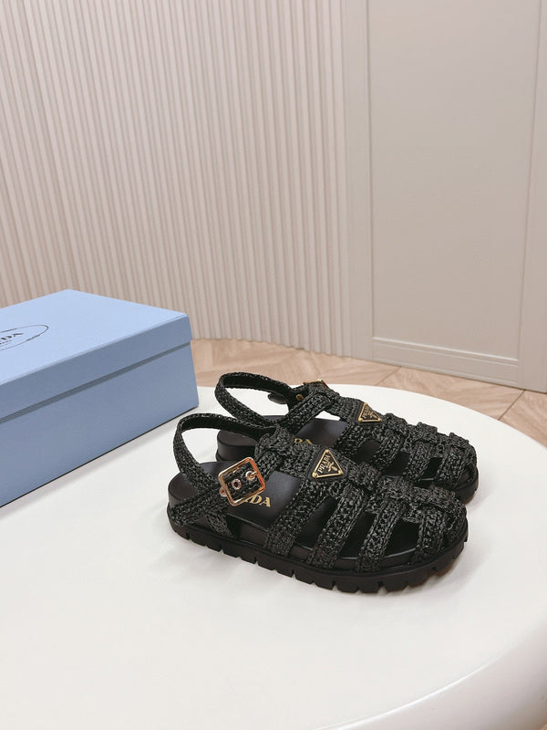 SANDALI DA PESCATORE IN GOMMA PRA IN PELLE DI AGNELLO NERA