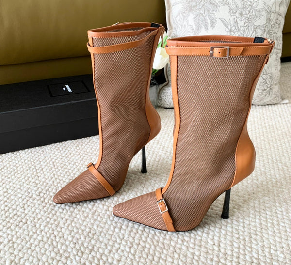 SL OXALIS BOOTIES IN TANGERINE MESH