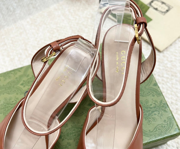 Horsebit 11cm Platform Sandal Brown Calfskin