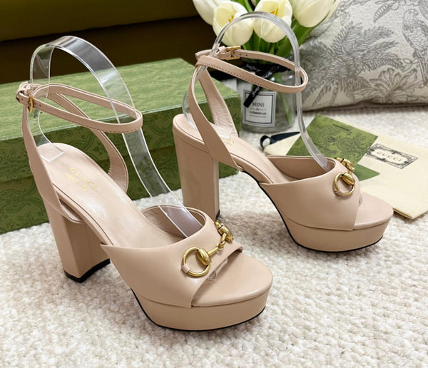 Horsebit 11cm Platform Sandal Cream Calfskin