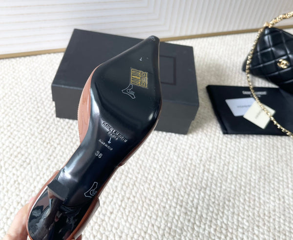 D'ORSAY PUMPS IN BRONZE BROWN SMOOTH CALFSKIN