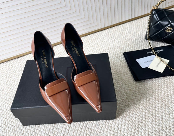 D'ORSAY PUMPS IN BRONZE BROWN SMOOTH CALFSKIN