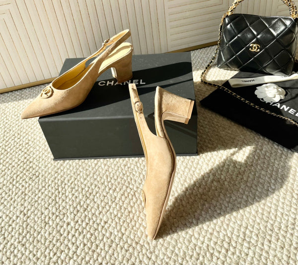 CC Slingback In Beige Suede 151518