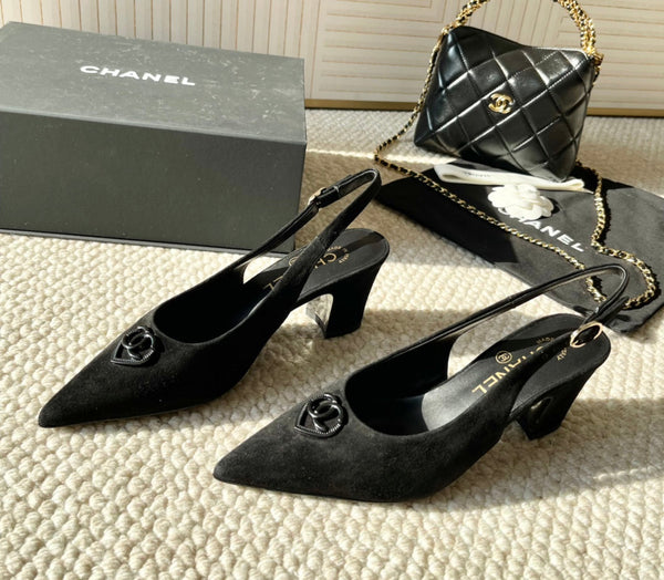 CC Slingback In Black Suede 151522