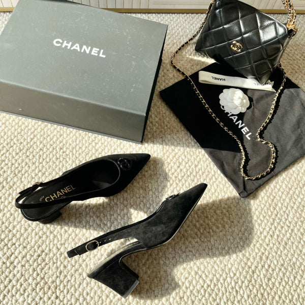 CC Slingback In Black Suede 151522