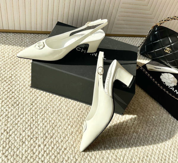 CC Slingback In White Cowhide 151528