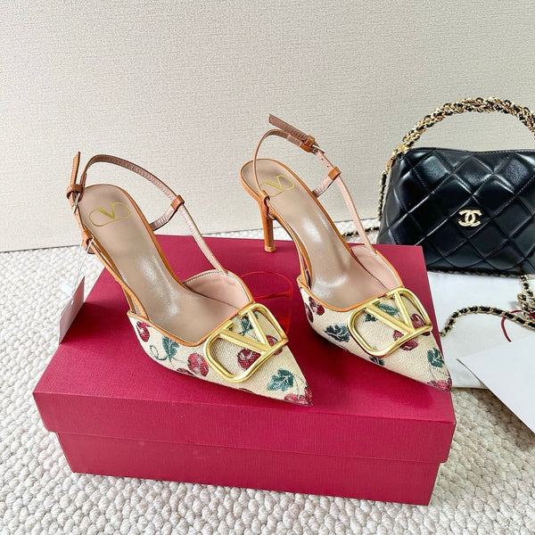 Vlogo Signature Slingback Pumps In Cherryfic Pattern 80mm 310518