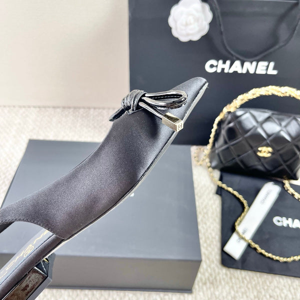 CC 25 Slingback Flats Black Silk 330921