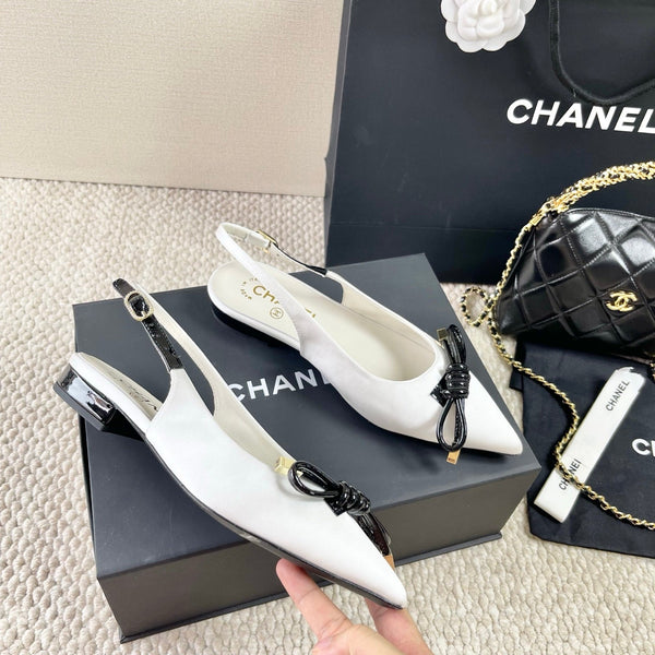 CC 25 Slingback Flats White Silk 330922