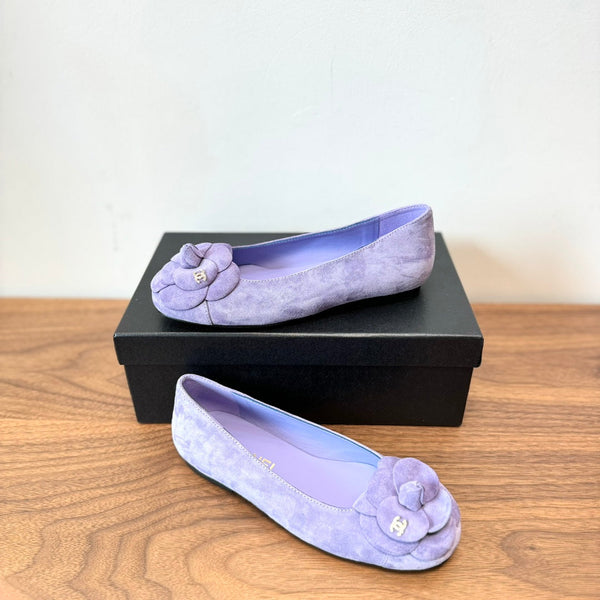CC Ballet Flats Light Purple With Camellia Light Purple Suede