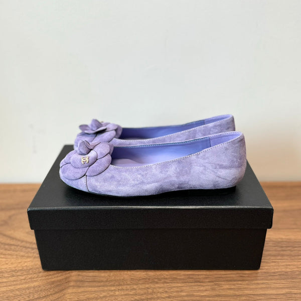 CC Ballet Flats Light Purple With Camellia Light Purple Suede