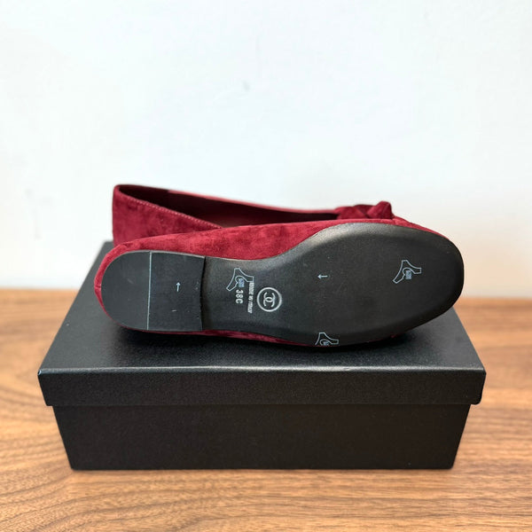 CC Ballet Flats Red With Camellia Red Suede