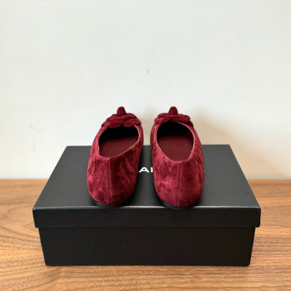 CC Ballet Flats Red With Camellia Red Suede