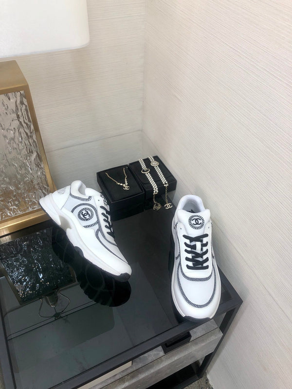 CC Sneaker White Mix Black Fabric
