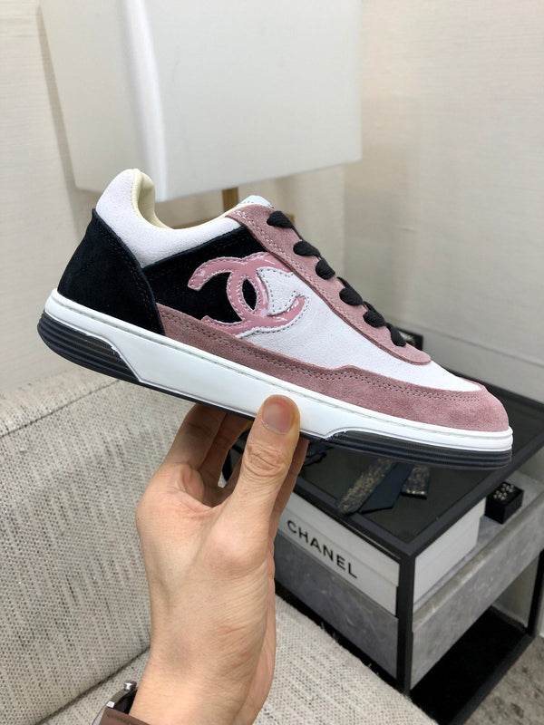 CC Sneaker In Black Mix Pink Suede