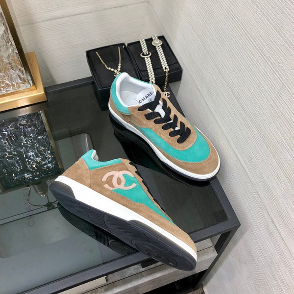 CC Sneaker In Turquoise Mix Brown Suede
