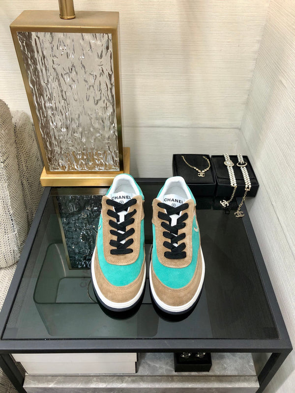 CC Sneaker In Turquoise Mix Brown Suede