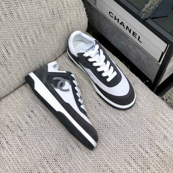CC Sneaker In Black Mix White Suede