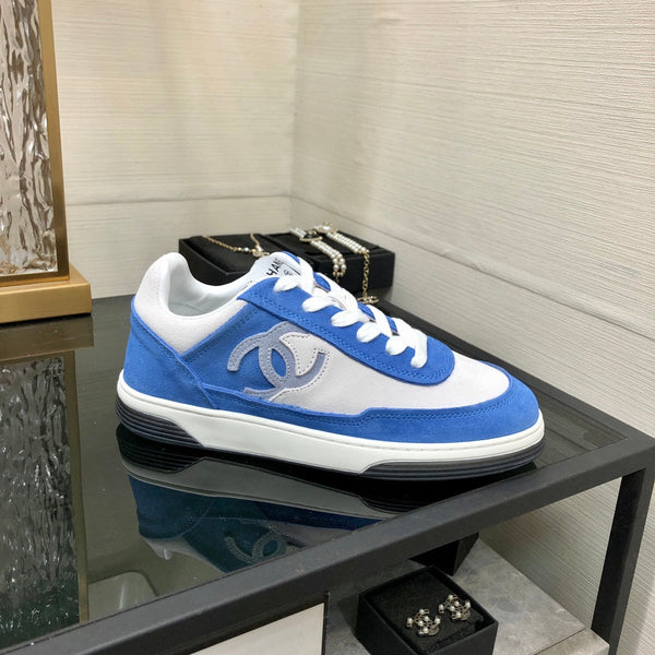 CC Sneaker In Blue Mix White Suede