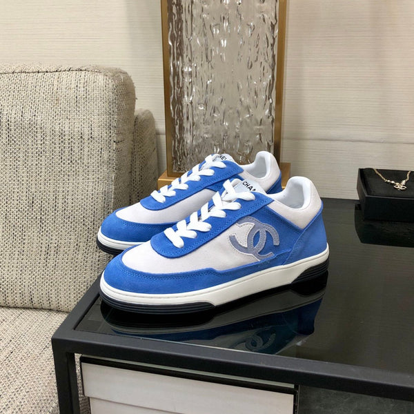 CC Sneaker In Blue Mix White Suede