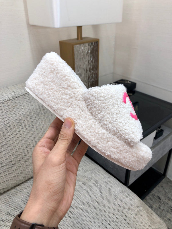 CC Wedge Sandal White Wool