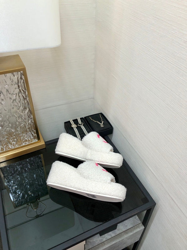 CC Wedge Sandal White Wool