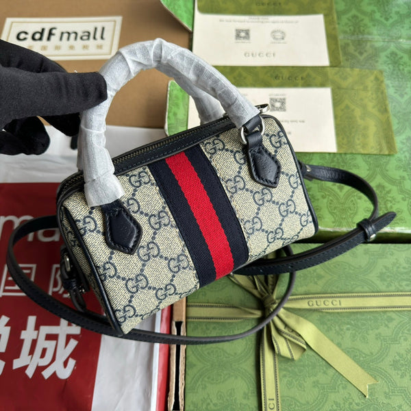 Gucci Ophidia 16.5 Bag Black Ebony Canvas Leather 240092