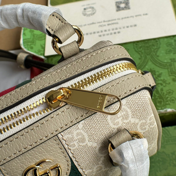 Gucci Ophidia 16.5 Bag Beige Canvas Leather 240093