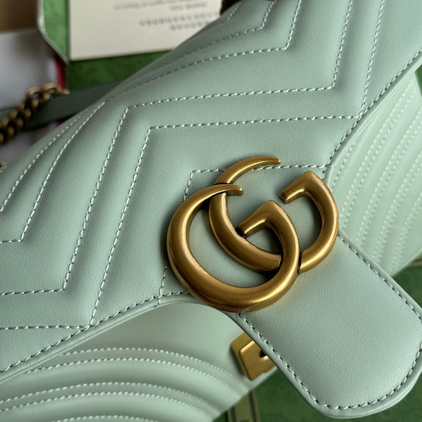 gg marmont 26cm turquoise calfskin gold hardware