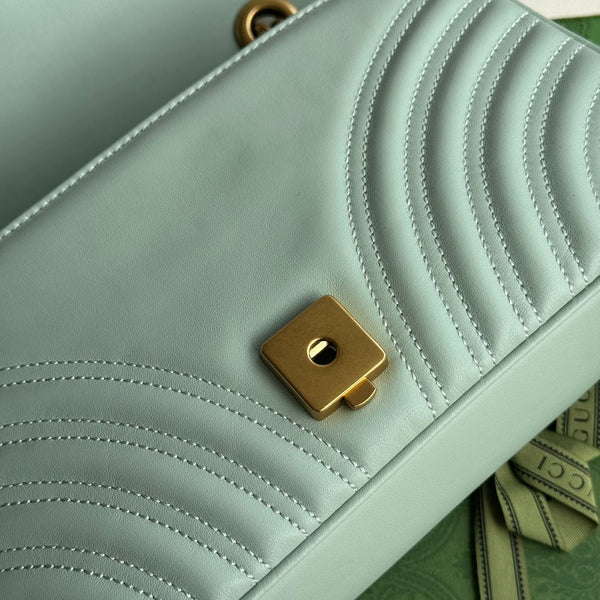 gg marmont 26cm turquoise calfskin gold hardware