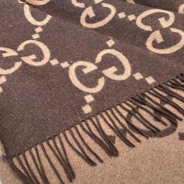 PONCHO 200 CM IN CASHMERE MONOGRAM MARRONE CIOCCOLATO 405021