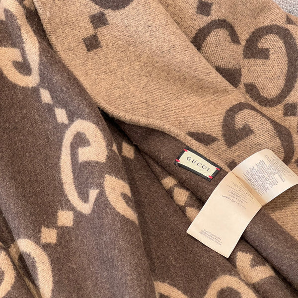 PONCHO 200 CM IN CASHMERE MONOGRAM MARRONE CIOCCOLATO 405021