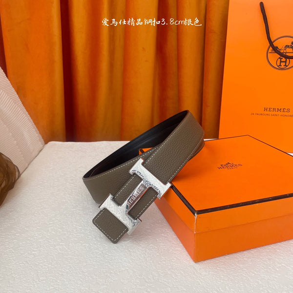 Cintura HM Silver Buckle H 38mm Etoupe Calfskin 187184