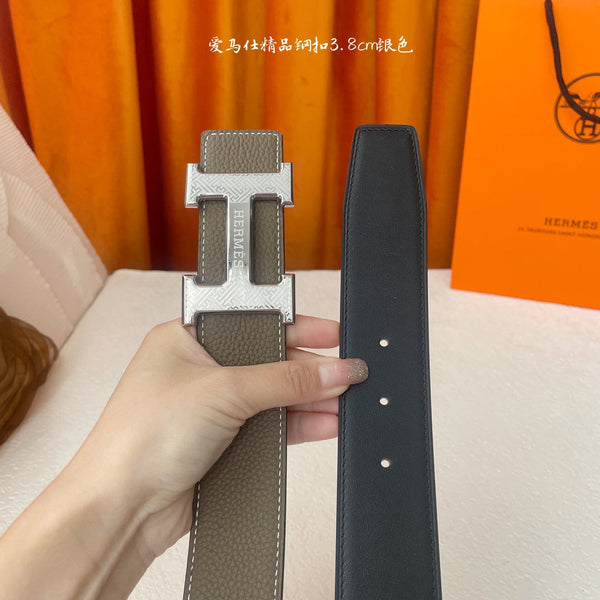 Cintura HM Silver Buckle H 38mm Etoupe Calfskin 187184