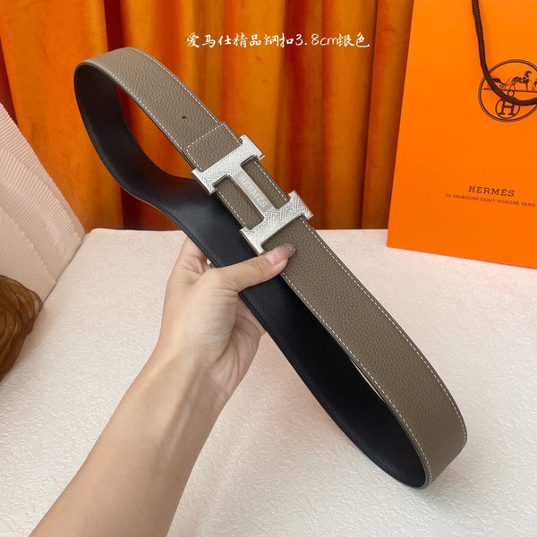 Cintura HM Silver Buckle H 38mm Etoupe Calfskin 187184