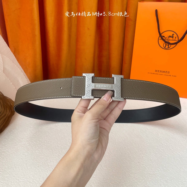 Cintura HM Silver Buckle H 38mm Etoupe Calfskin 187184