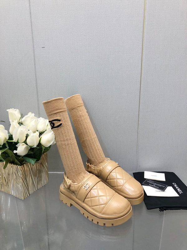 PANTOFOLE CON PLATEAU IN PELLE DI AGNELLO BEIGE CREMA