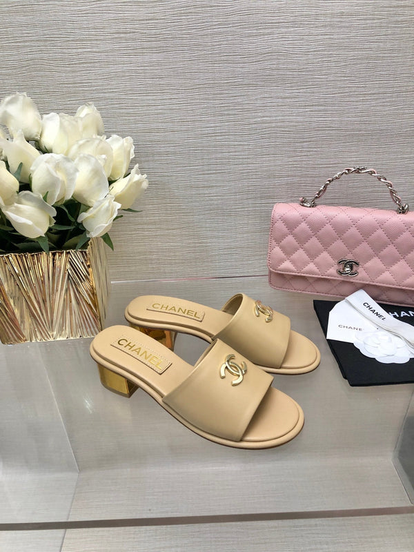 CC 25C Mid Heel Mule Cream Genuine Calfskin 212955