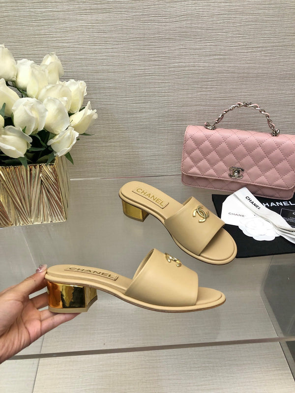 CC 25C Mid Heel Mule Cream Genuine Calfskin 212955