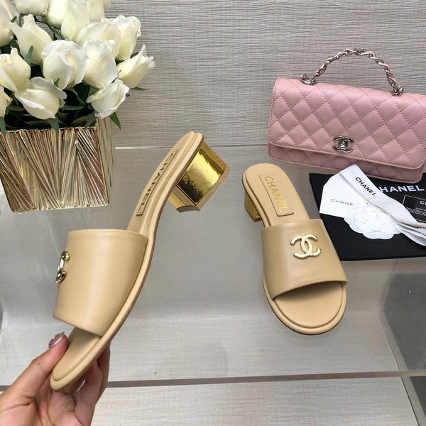 CC 25C Mid Heel Mule Cream Genuine Calfskin 212955