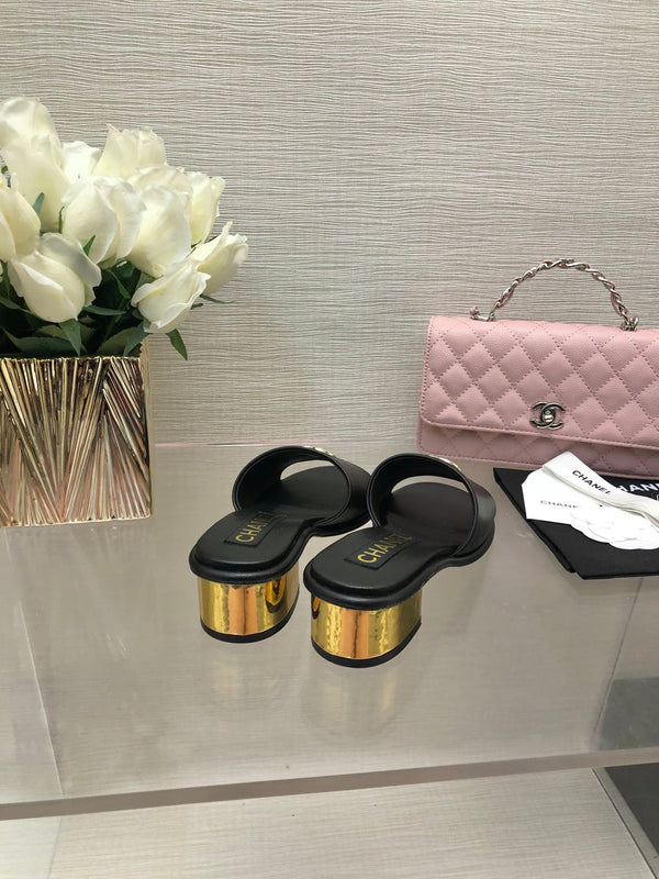 CC 25C Mid Heel Mule Black Genuine Calfskin 212956