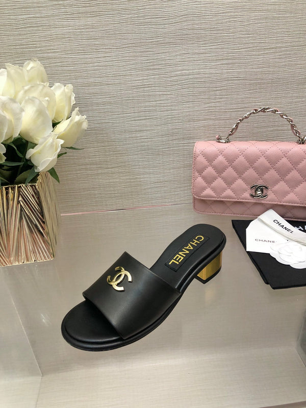 CC 25C Mid Heel Mule Black Genuine Calfskin 212956