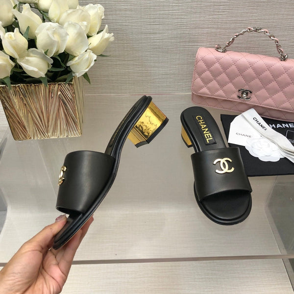 CC 25C Mid Heel Mule Black Genuine Calfskin 212956