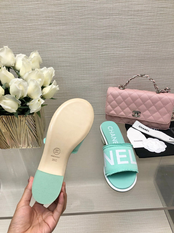 CC 25C Mid Heel Mule Turquoise Fabric Material 212957