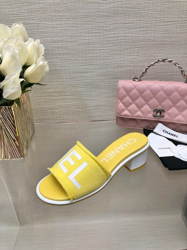 CC 25C Mid Heel Mule Yellow Fabric Material 212958