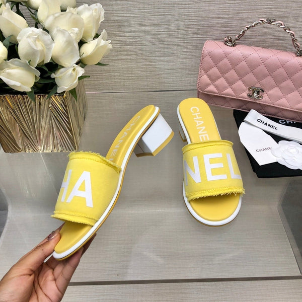 CC 25C Mid Heel Mule Yellow Fabric Material 212958