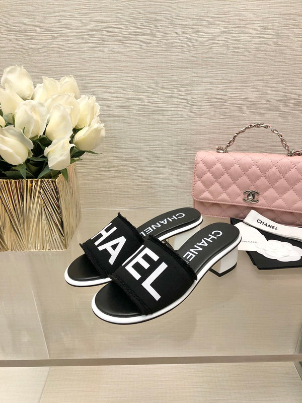 CC 25C Mid Heel Mule Black Fabric Material 212961