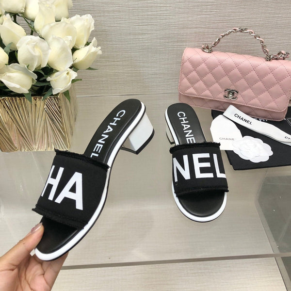 CC 25C Mid Heel Mule Black Fabric Material 212961