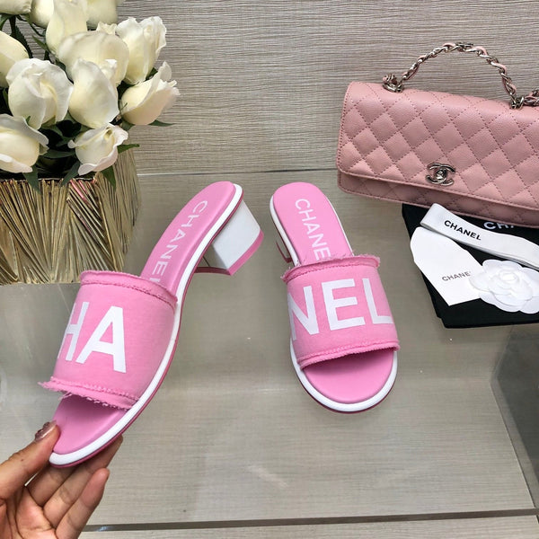 CC 25C Mid Heel Mule Pink Fabric Material 212962